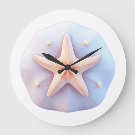 形をしたユニーク石のヒトデ ラージ壁時計 (正面)