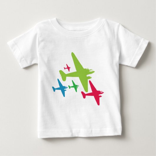形成のヴィンテージのレトロの飛行機 ベビーTシャツ (正面)