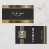 形成外科医の名刺-金ゴールドのモノグラム 名刺 (正面/裏面)