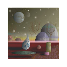 形状の惑星12x12金属プリント