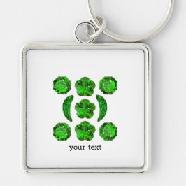 形状エメファンシーラルドジェムストーンアートグリーン キーホルダー