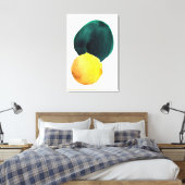 形状オーガニック抽象芸術水彩黄緑 キャンバスプリント (インサイチュ (寝室))