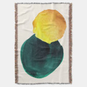 形状オーガニック抽象芸術水彩黄緑 スローブランケット (正面縦)