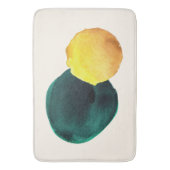 形状オーガニック抽象芸術水彩黄緑 バスマット (正面縦)