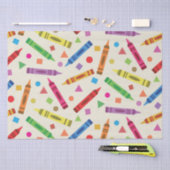 形状カラフルパターン付きスクールクレヨン 薄葉紙 (クラフト)