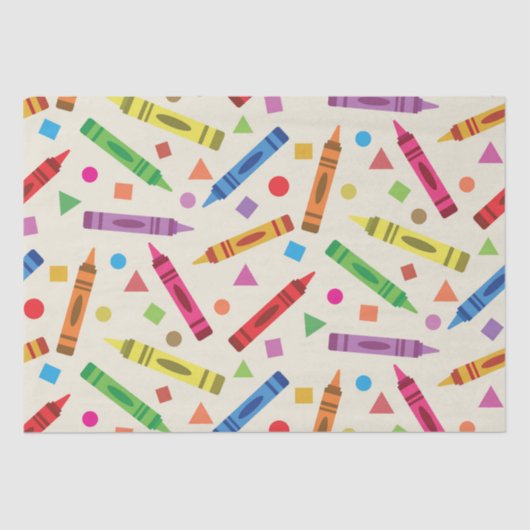 形状カラフルパターン付きスクールクレヨン 薄葉紙 (正面)