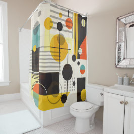 形状カラフル構成 シャワーカーテン