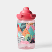 形状カラフル、ドット、線の背景 ウォーターボトル (背面)