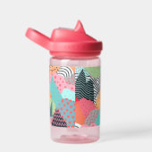 形状カラフル、ドット、線の背景 ウォーターボトル (右面)