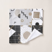 形状コンテンポラリー黒、クリーム、グレー、ブラウン バスタオルセット (ウォッシュタオル)