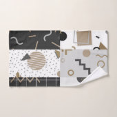 形状コンテンポラリー黒、クリーム、グレー、ブラウン バスタオルセット (ハンドタオル)