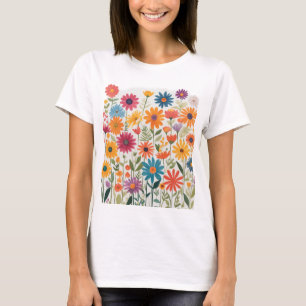 形状サイズのカラフル花のスペクトル Tシャツ