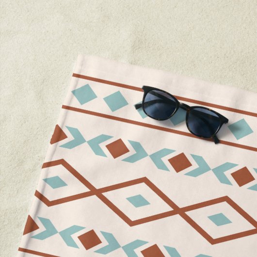 形状パタアステカーンさびティール（緑がかった色）クリーム ビーチタオル (インサイチュ)