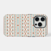 形状パタアステカーンさびティール（緑がかった色）クリーム iPhoneケース (裏面横)