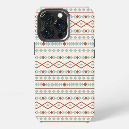 形状パタアステカーンさびティール(緑がかった色)クリーム iPhoneケース (裏面)