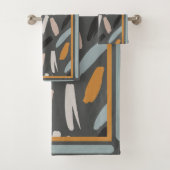 形状モダンパーウィンクル、オレンジ、赤面ティール(緑がかった色)/ブラウン バスタオルセット (インサイチュ)