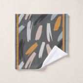 形状モダンパーウィンクル、オレンジ、赤面ティール(緑がかった色)/ブラウン バスタオルセット (ウォッシュタオル)