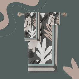 形状モダンパーウィンクル、オレンジ、赤面ティール（緑がかった色）/ブラウン バスタオルセット