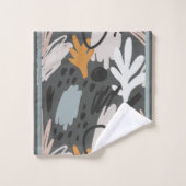 形状モダンパーウィンクル、オレンジ、赤面ティール（緑がかった色）/ブラウン バスタオルセット (ウォッシュタオル)