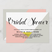 形状モダン | Pink Bridal Showerのご招待 招待状 (正面/裏面)