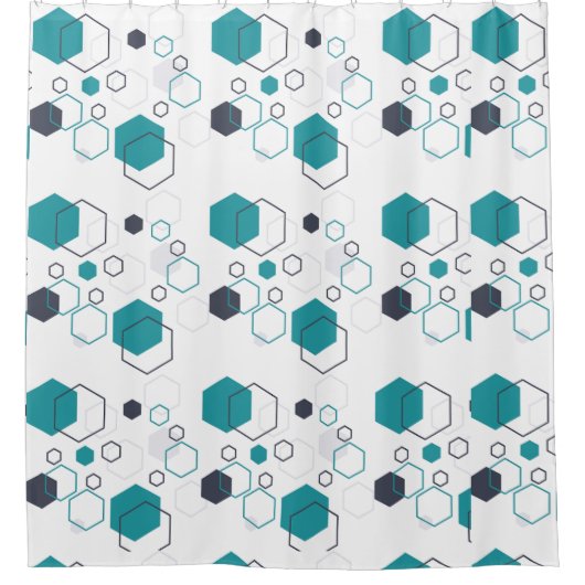 形状六角シャワーカーテン付き幾何学模様 シャワーカーテン (正面)