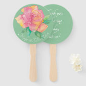 形状：丸いハンドファン「ピンクの花」 ハンドファン (正面&裏面)