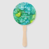 形状：丸いハンドファン「青緑の花」 ハンドファン (裏面)