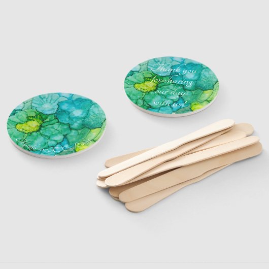 形状:丸いハンドファン「青緑の花」 ハンドファン (組立なし)