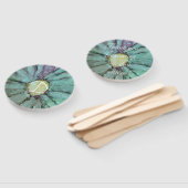 形状:丸い手ファン「緑と黄色の花」 ハンドファン (組立なし)