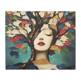 形而上学的な女性とツリーアート メタルプリント
