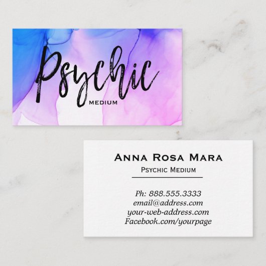 形而上学的な*~*の水彩画の霊魂媒体の読者 名刺 (正面/裏面)