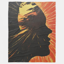 形而上学的サンライズアート | 顔&サンライズ フリースブランケット