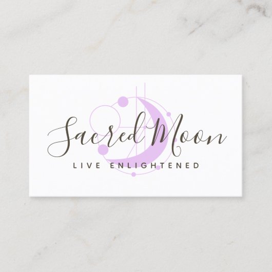 形而上学的ムーンミニマリストパープルビジネスカード 名刺 (正面)