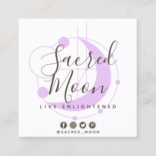 形而上学的ムーンミニマリスト紫ソーシャルメディア スクエア名刺 (正面)