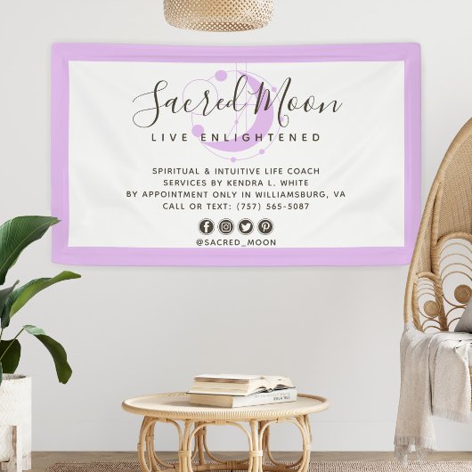 形而上学的ムーンミニマリスト紫ソーシャルメディア 横断幕