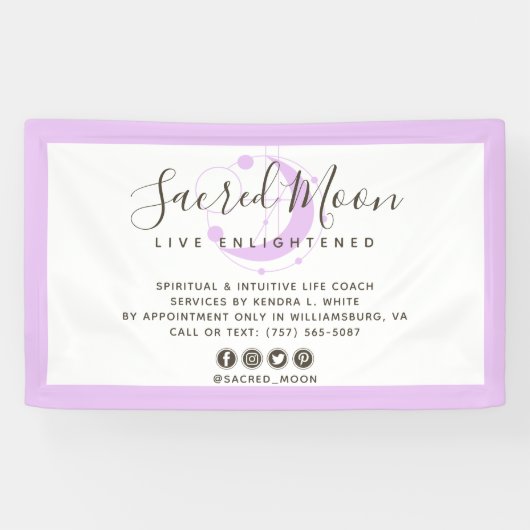 形而上学的ムーンミニマリスト紫ソーシャルメディア 横断幕 (横)