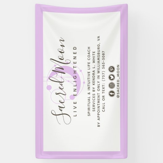 形而上学的ムーンミニマリスト紫ソーシャルメディア 横断幕 (縦)