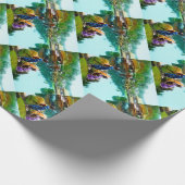 彦根公園の日本語の池によるヴィンテージの芸者 ラッピングペーパー (角)