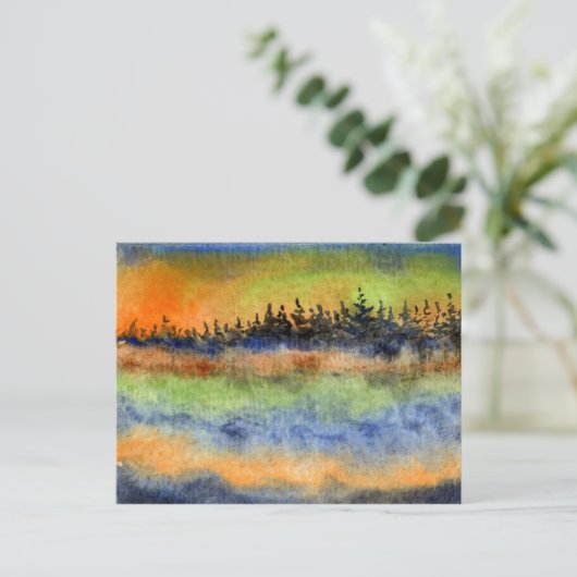 "彩られた湖の霧の上昇" 国道 ポストカード (スタンド正面)