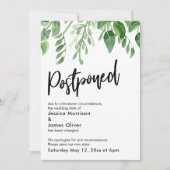 彩られた緑　延期された結婚発表 招待状 (正面)