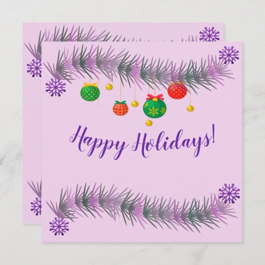 彩りのある飾り玉の付いたクリスマスの花輪 シーズンカード (正面/裏面)