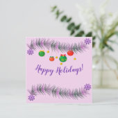 彩りのある飾り玉の付いたクリスマスの花輪 シーズンカード (スタンド正面)