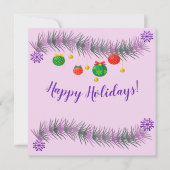 彩りのある飾り玉の付いたクリスマスの花輪 シーズンカード (正面)