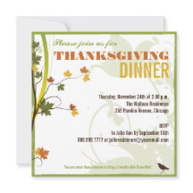 彩り豊かな落ち葉の感謝祭ディナー招待状