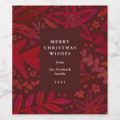 彩画的な赤い植物 オーダーメイド ワインラベル (シングルラベル)