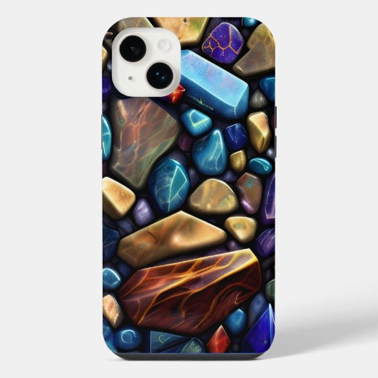 彩色された石のモザイクパターン iPhoneケース (裏面)