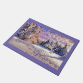 彩色に雪が降る現代の水彩画 ドアマット (アングル)