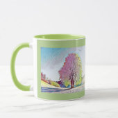 彩色に雪が降る現代の水彩画 マグカップ (左)