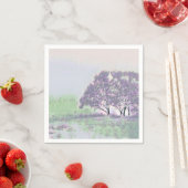 彩色に雪が降る現代的な水彩画の木々 スタンダードカクテルナプキン (インサイチュ)