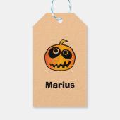 彫おもしろい刻オレンジハロウィーンパンプキン顔名 ギフトタグ (裏面)